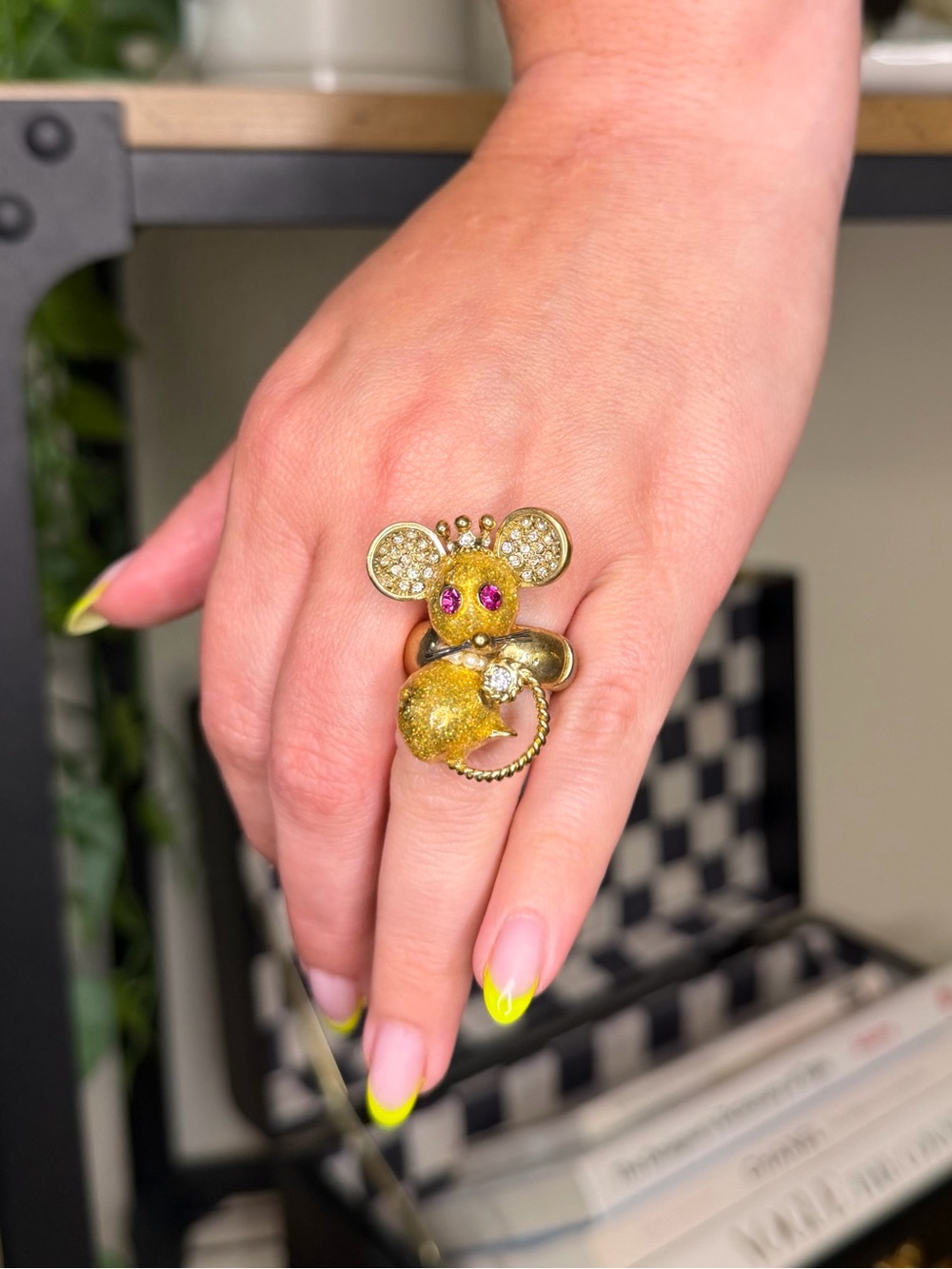 Betsey Johnson Gold Mouse Statement Ring